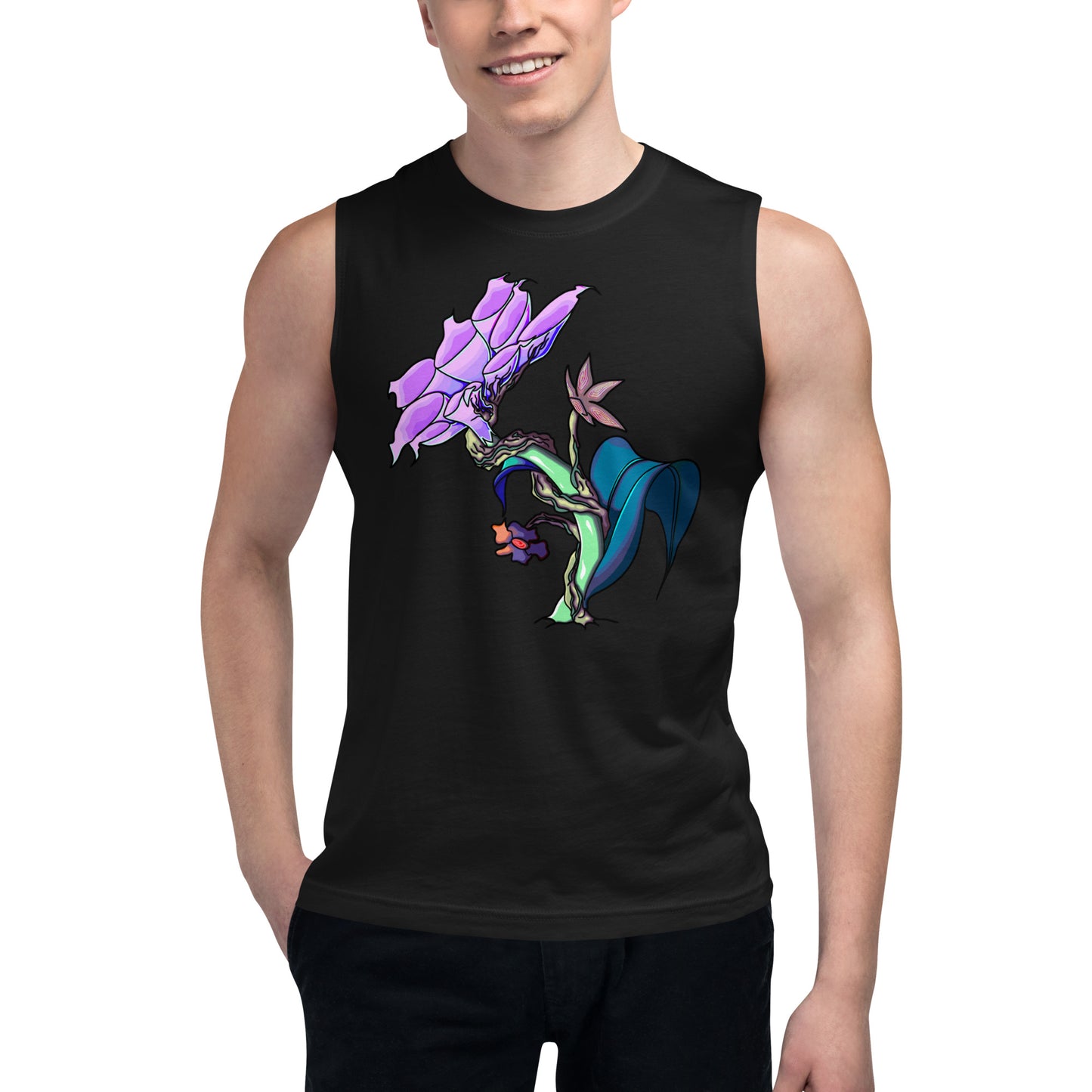 Pwani Artist Collection Flower by Ray Unisex Muscle Shirt